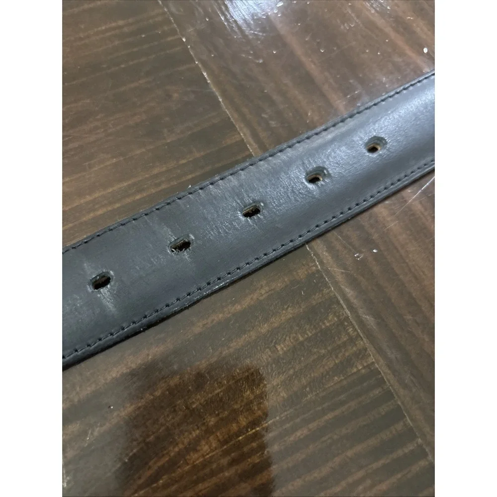 1996 Tony Lama Longhorn Black Leather Belt 0203L Men Silver Buckle Sz 32 Cowboy
